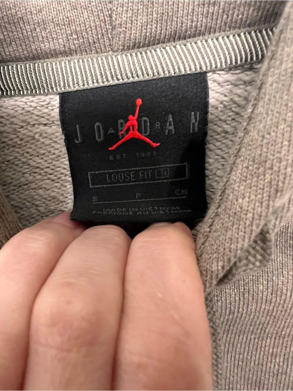Jordan Taupe Cropped Hoodie with Patch Logo - Picture 2 of 3